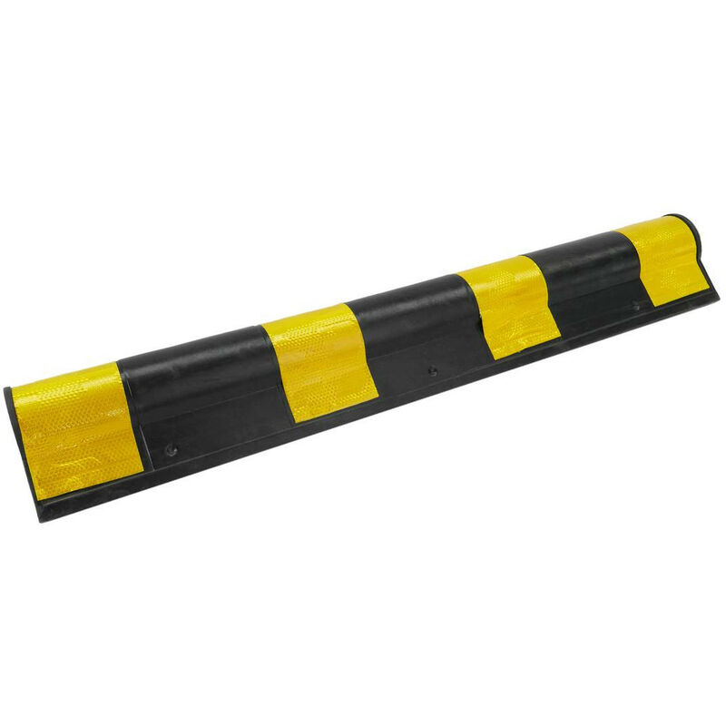 foto del prodotto paraspigoli rifrangente giallo e nero in gomma dura per angoli arrotondati 30mm