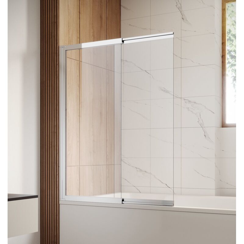foto del prodotto parate vasca da bagno moka 110 x 140 cm chrom 5mm con rivestimento