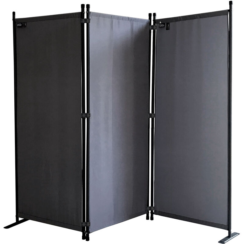foto del prodotto paravent 3 teilig 170 x 165 cm stoff raumteiler trennwand balkon sichtschutz stellwand faltbar grau
