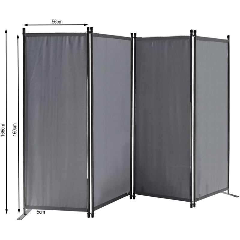foto del prodotto paravent 4 pezzi 165 x 220 cm tessuto divisorio per ambienti giardino parete divisoria balcone schermo privacy grigio