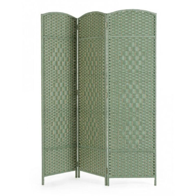 foto del prodotto paravento 3 ante shana verde, bamboo, carta, legno di pioppo, 150 x 180 cm nero