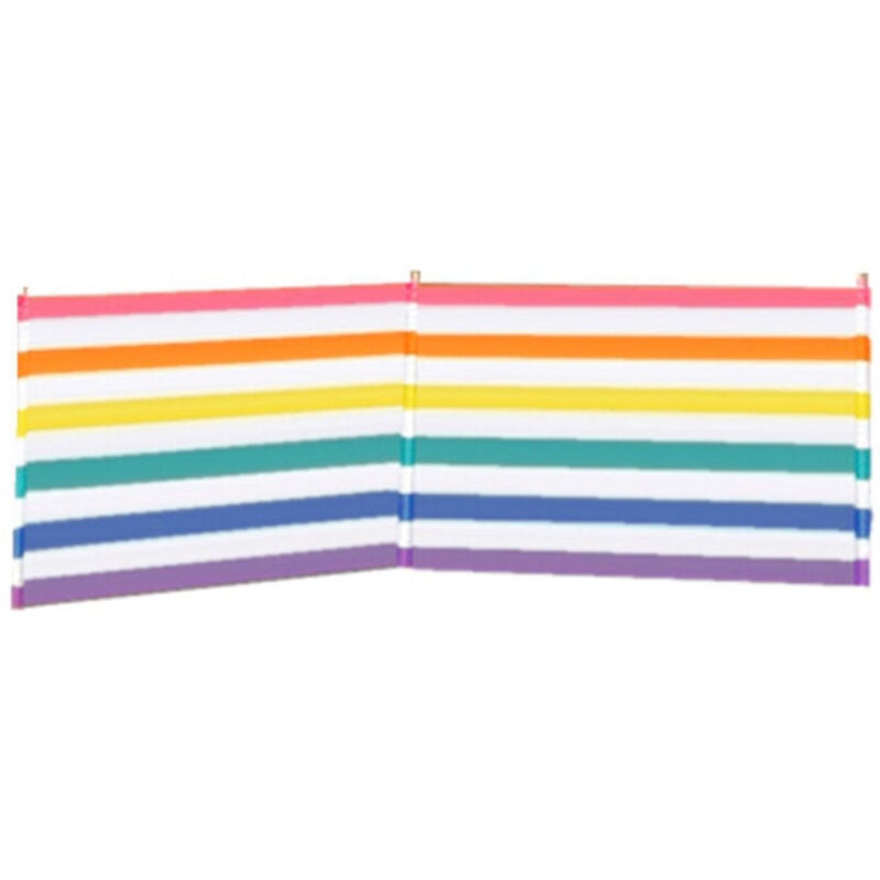foto del prodotto paravento 3 palos acciaio poliestere strisce colorate 240x80 cm spiaggia, piscina, giardino
