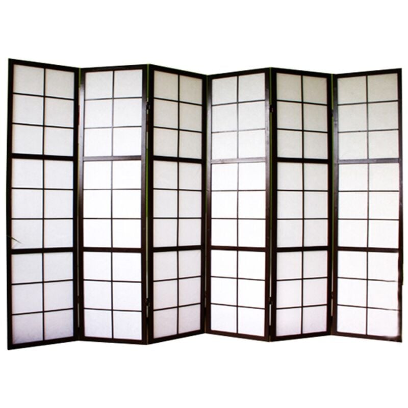 foto del prodotto paravento 6 ante in legno nero e carta di riso 175x264cm par06040