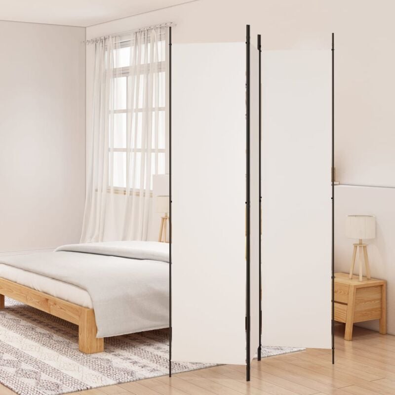 foto del prodotto paravento a 3 pannelli divisori bianco 150x220 cm in tessuto