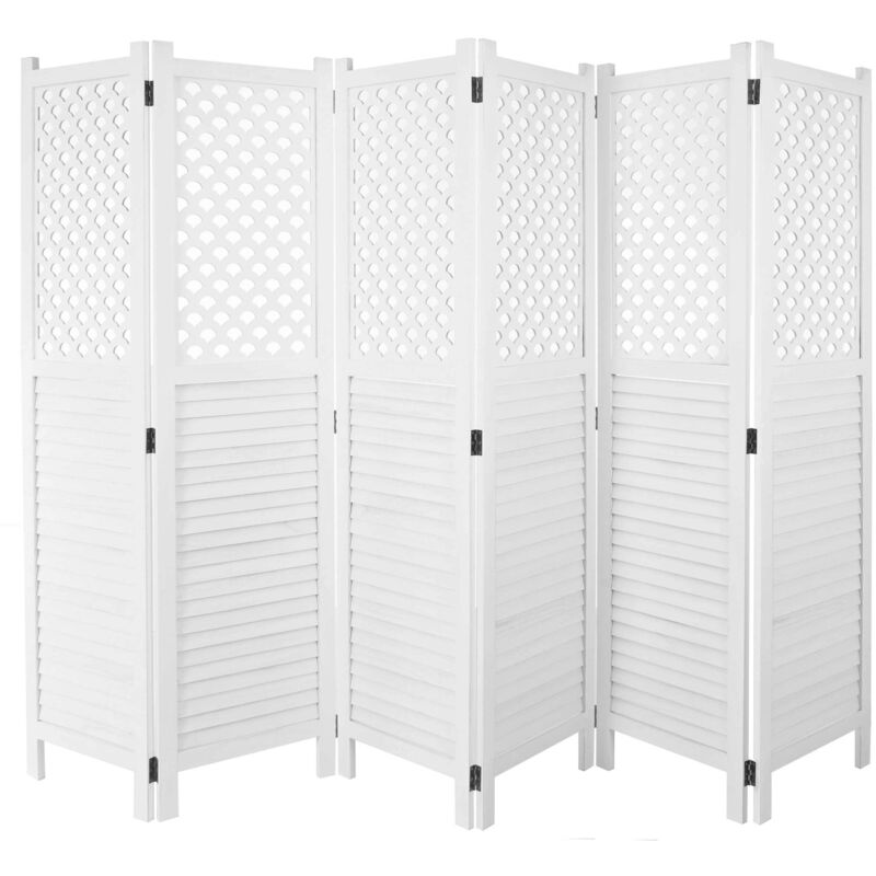 foto del prodotto paravento divisore separ decorativo hhg 916 6 pannelli 245x170cm bianco