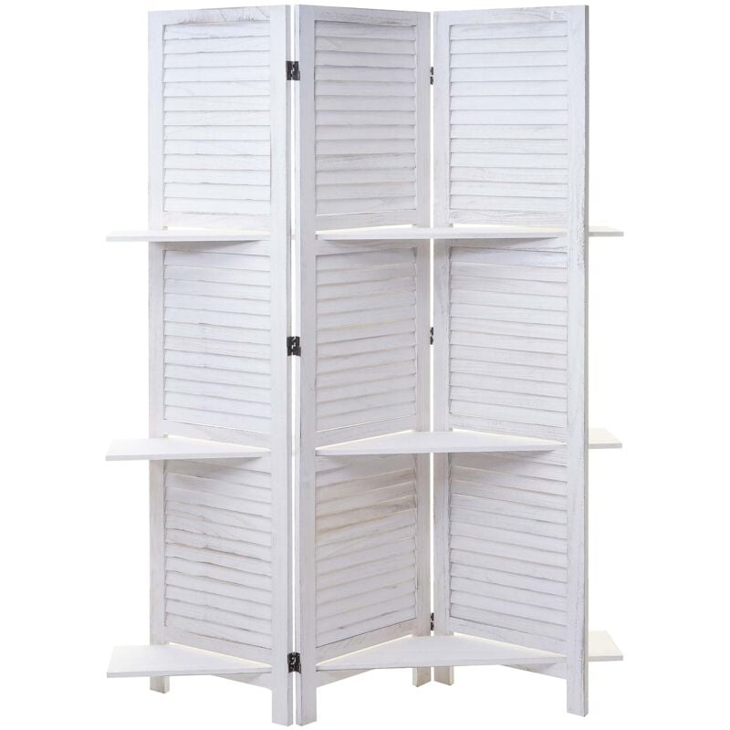 immagine 0 del prodotto paravento divisore separe con ripiani yvelines t752 3 pannelli legno paulonia bianco