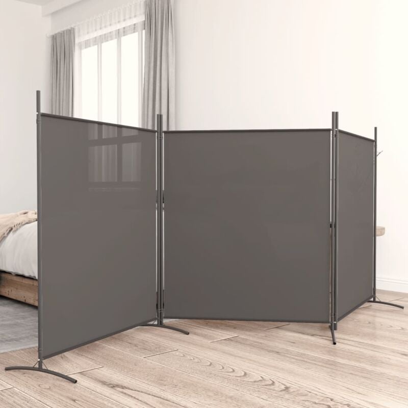 foto del prodotto paravento divisorio a 3 pannelli ,separ per interni ed esterni antracite 525x180 cm in tessuto itd48712