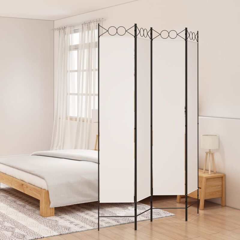 foto del prodotto paravento divisorio a 4 pannelli ,separ per interni ed esterni bianco 160x220 cm tessuto itd62044