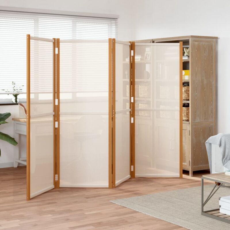 foto del prodotto paravento divisorio a 4 pannelli ,separ per interni ed esterni bianco crema 280x180 cm itd53518