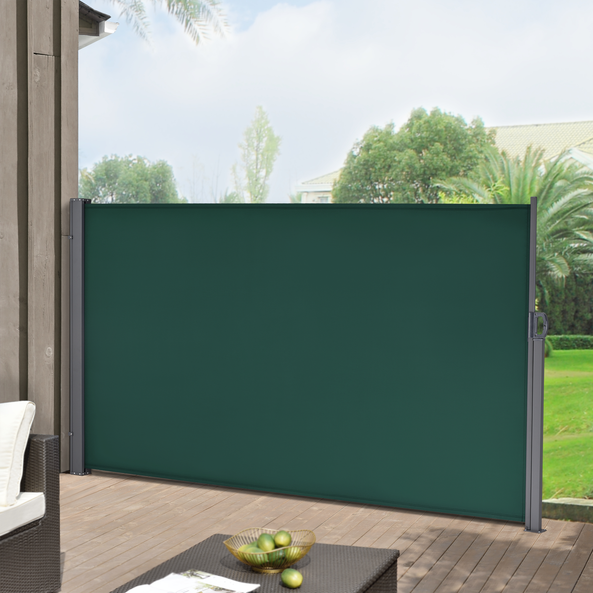 foto del prodotto paravento estraibile mulhac n schermo solare verticale barriera privacy 180x300 cm verde scuro pro.tec