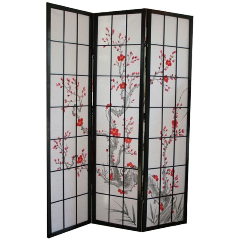 foto del prodotto paravento giapponese a 3 pannelli in legno nero 132x175 cm par06013