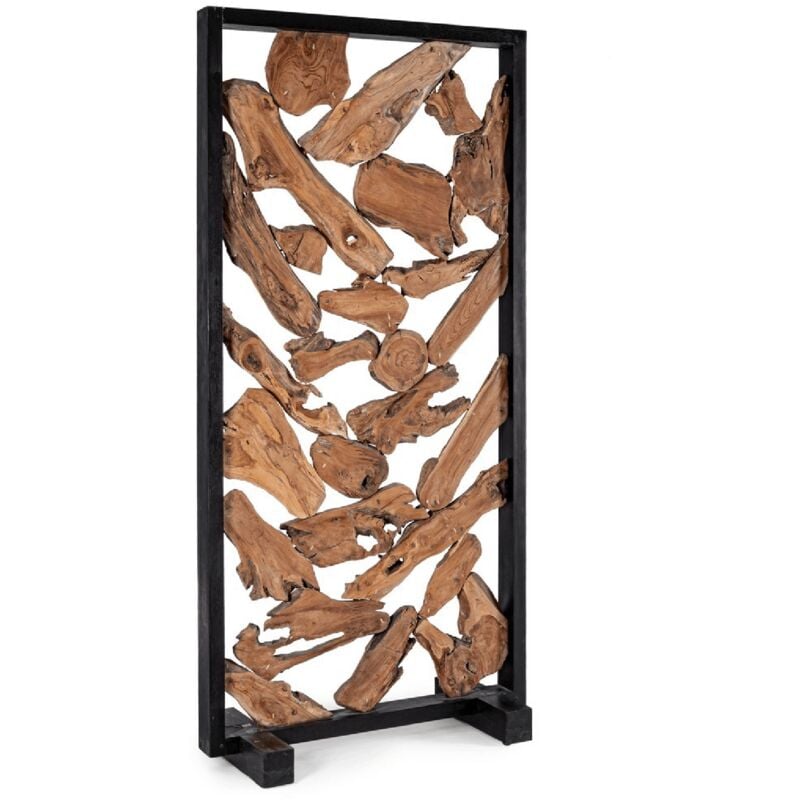 foto del prodotto paravento grenada in struttura in legno meranti, pannello interno in radici di teak 100 x 9 40 x 200 cm
