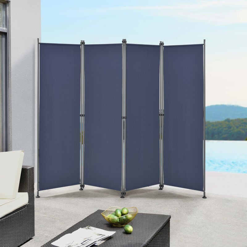 foto del prodotto paravento modica a 4 pannelli parete divisorio con struttura pieghevole axl 170x215 cm - blu scuro pro.tec