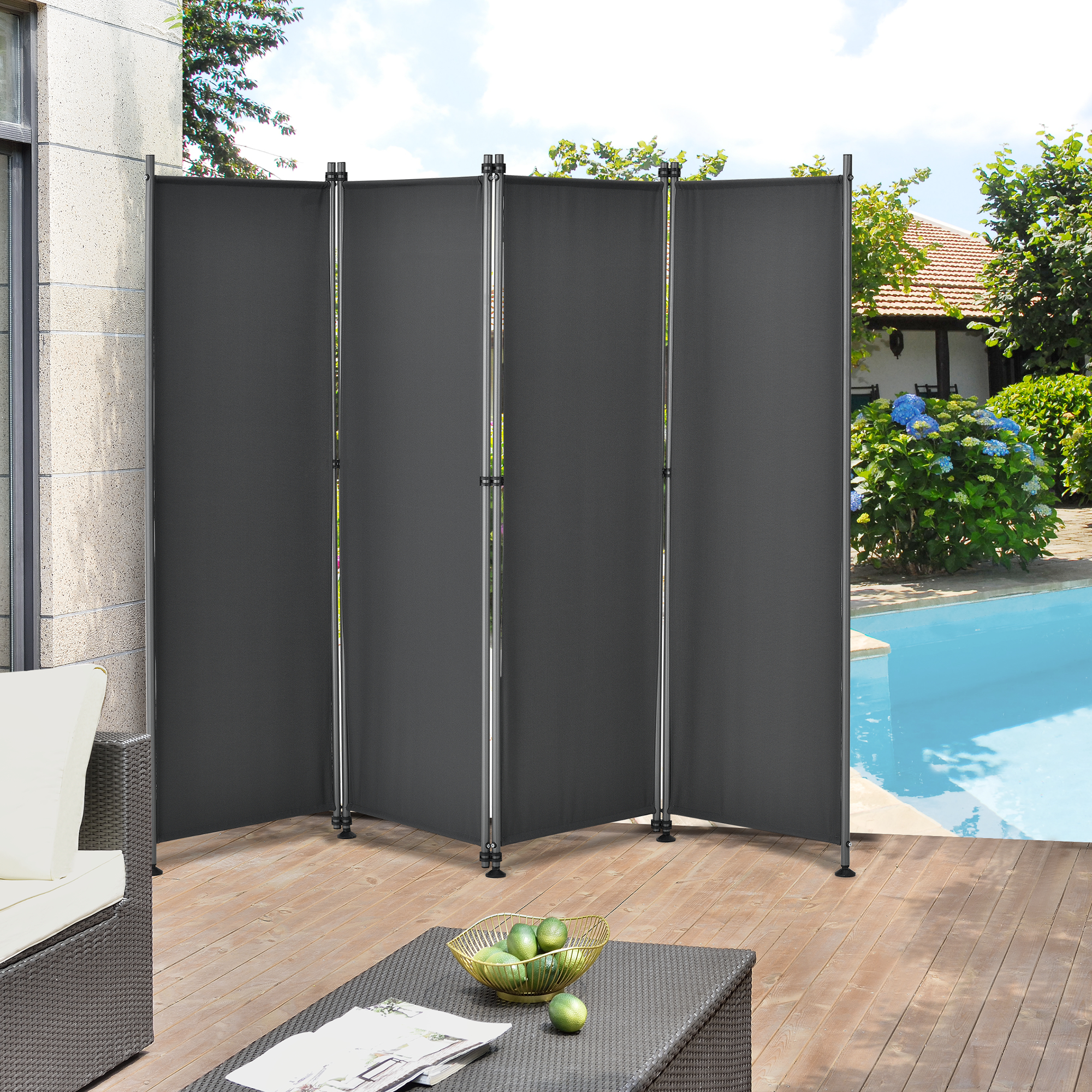 foto del prodotto paravento modica a 4 pannelli parete divisorio con struttura pieghevole axl 170x215 cm grigio pro.tec
