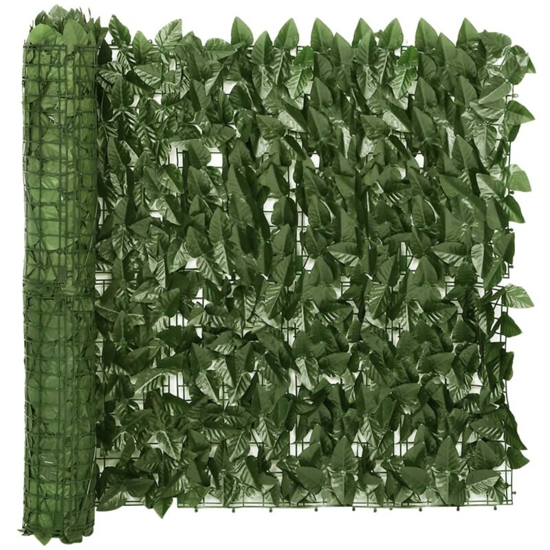 foto del prodotto paravento per balcone protezione privacy paravento con foglie 600 x 75 cm verde scuro 020010013
