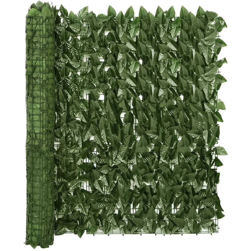 foto del prodotto paravento per balcone protezione privacy schermo privacy con foglie 500 x 100 cm verde scuro 020010009
