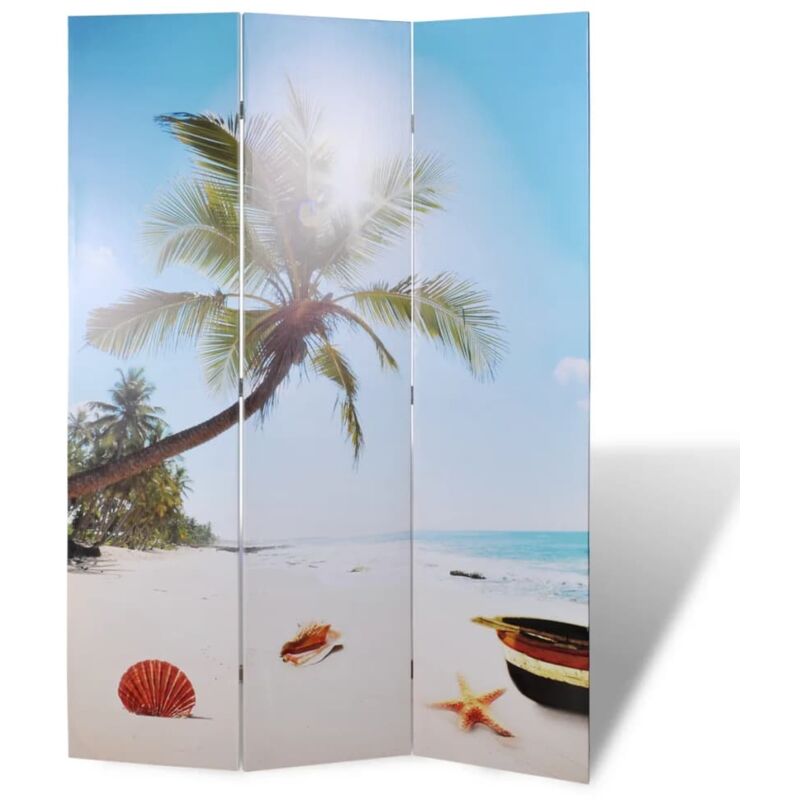 foto del prodotto paravento pieghevole 120x170 cm in legno di abete massello moderno varie stampe modelli spiaggia