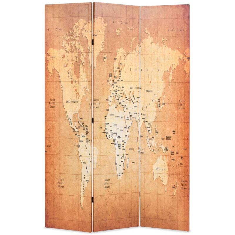 foto del prodotto paravento pieghevole 120x170 cm stampa mappa del mondo giallo vidaxl
