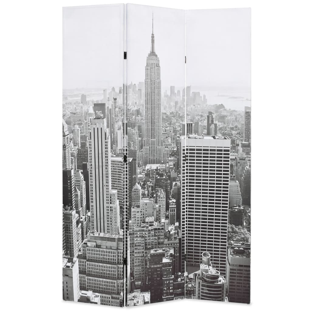 foto del prodotto paravento pieghevole 120x170 cm stampa new york bianco e nero