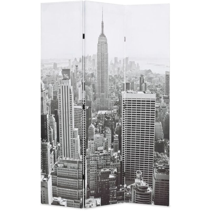 foto del prodotto paravento pieghevole 120x170 cm stampa new york bianco e nero vidaxl