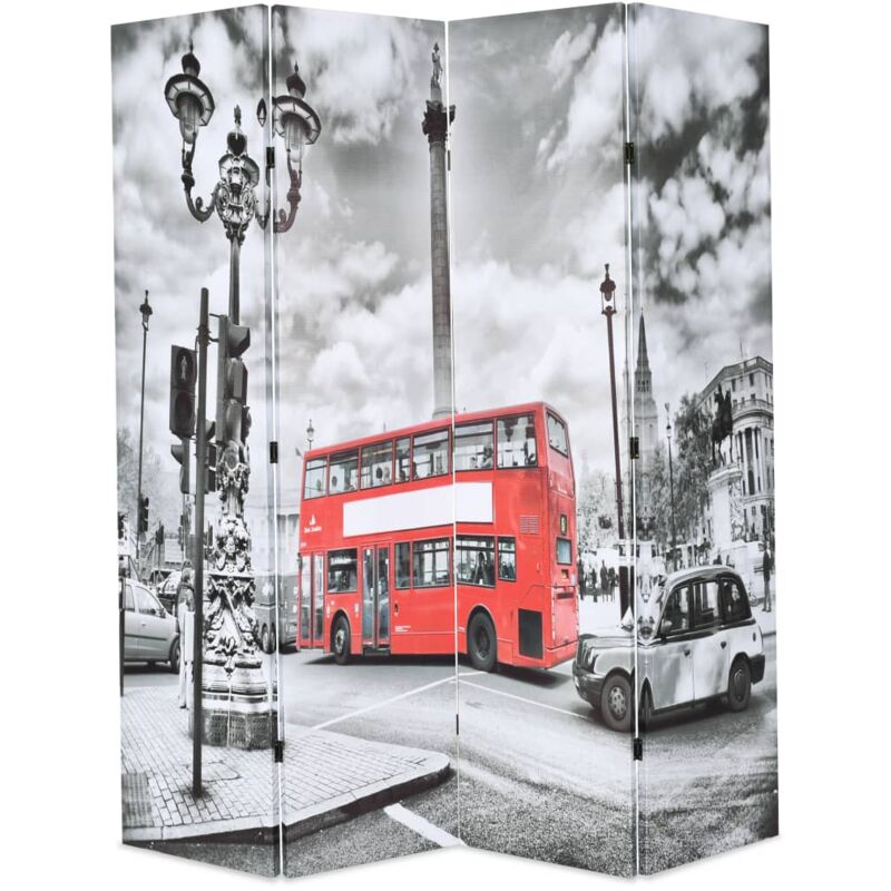 foto del prodotto paravento pieghevole 160x170 cm stampa bus londra bianco e nero vidaxl 798731