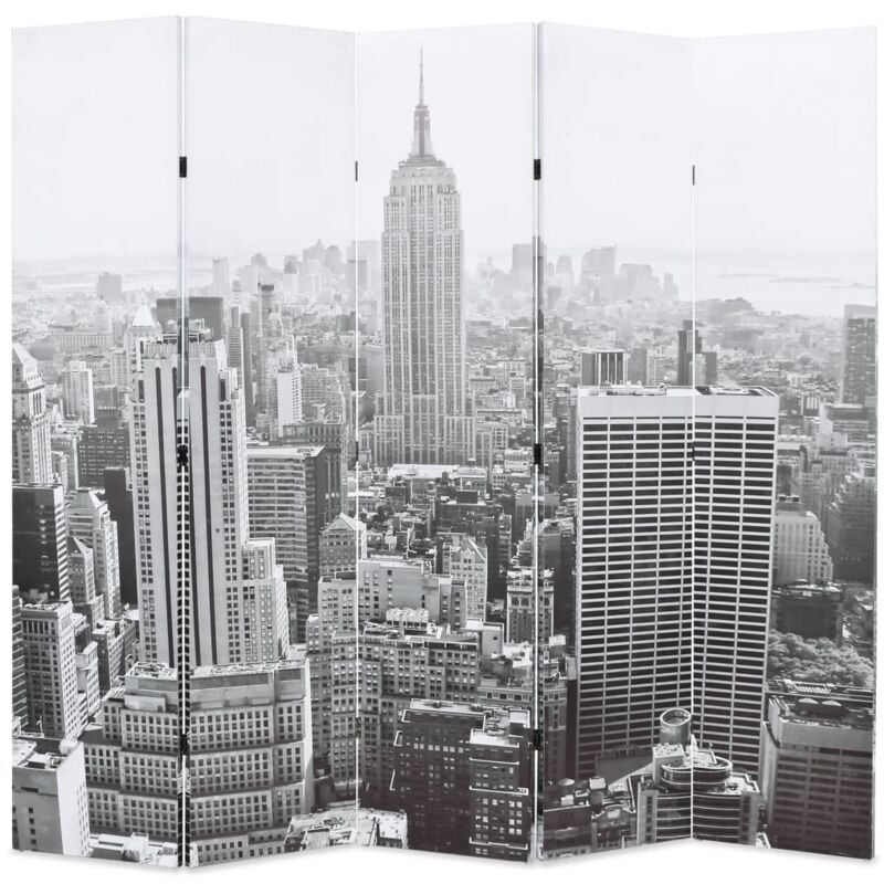 foto del prodotto paravento pieghevole 200x170 cm stampa new york bianco e nero vidaxl