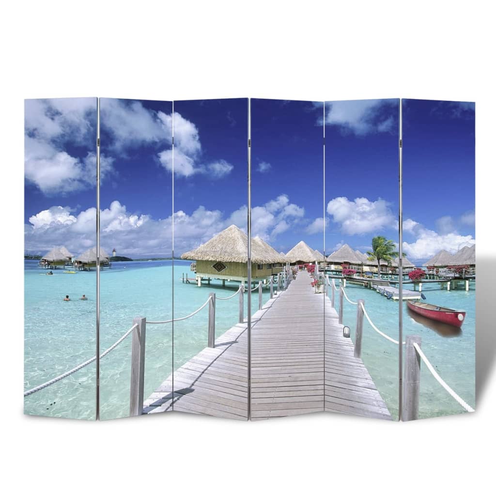 foto del prodotto paravento pieghevole 217x170 cm con stampa spiaggia cod mxl 68527