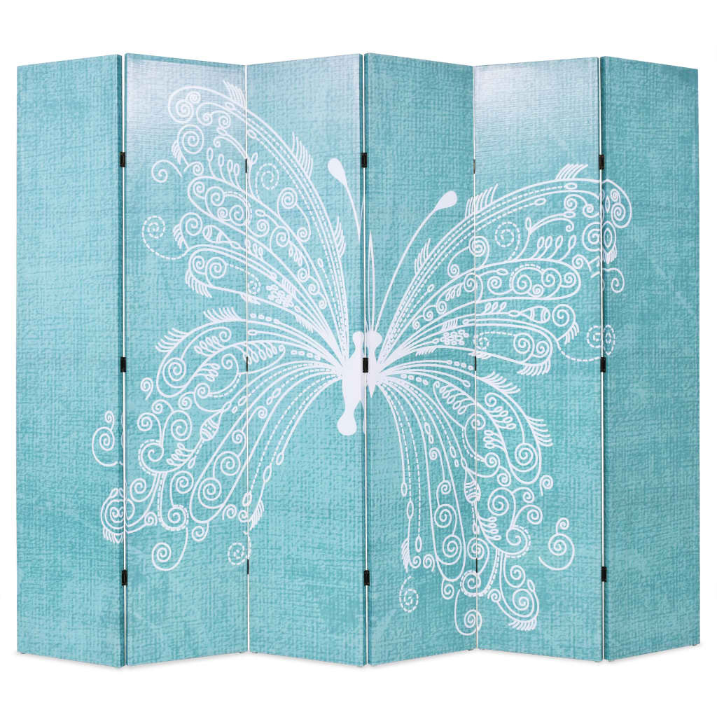 foto del prodotto paravento pieghevole 228x170 cm stampa farfalla blu cod mxl 77960