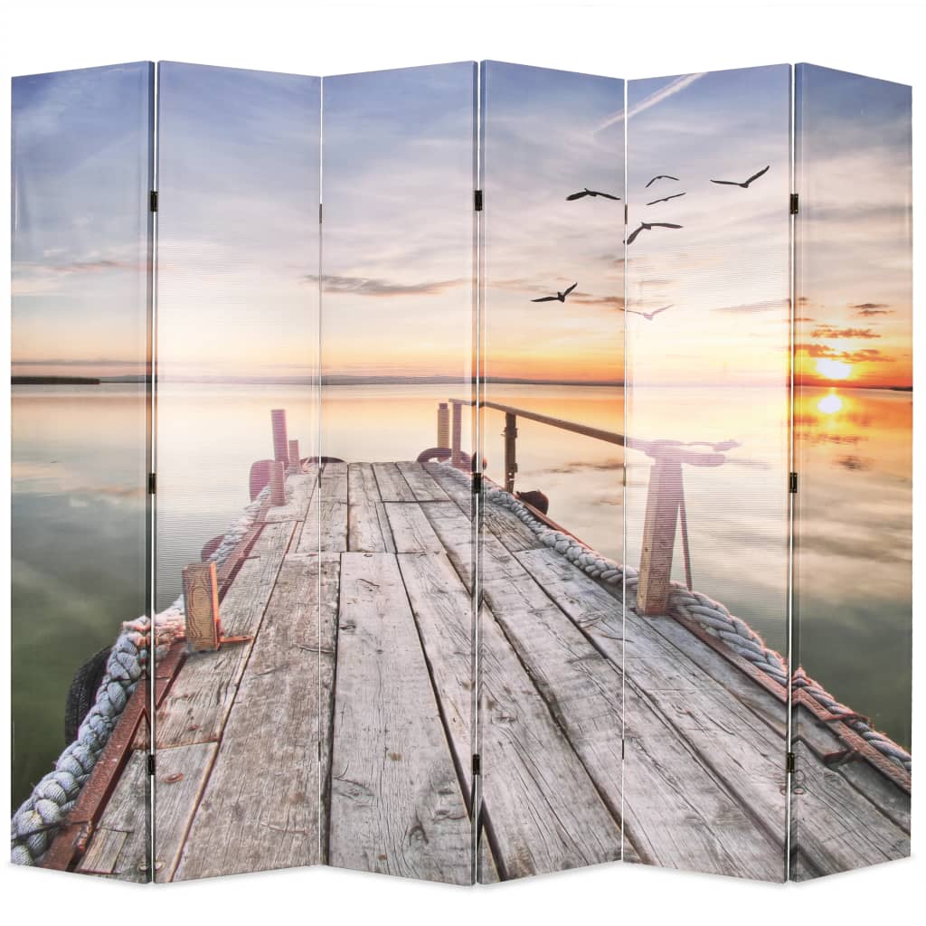foto del prodotto paravento pieghevole 228x170 cm stampa lago vidaxl