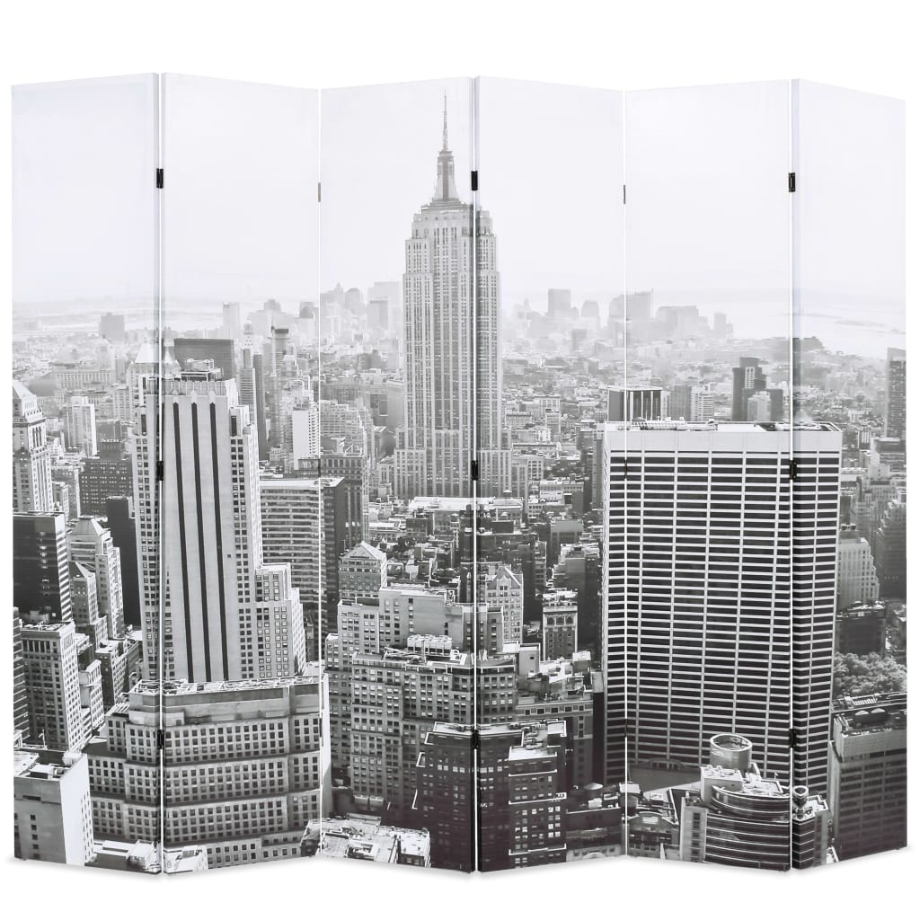 foto del prodotto paravento pieghevole 228x170 cm stampa new york bianco e nero