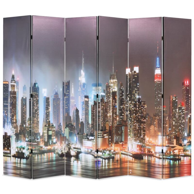 foto del prodotto paravento pieghevole 228x170 cm stampa new york di notte vidaxl 303093