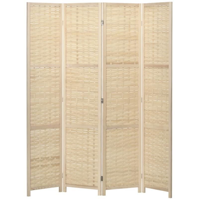 foto del prodotto paravento pieghevole da interno a 4 ante in legno e bamb h 170 cm naturale