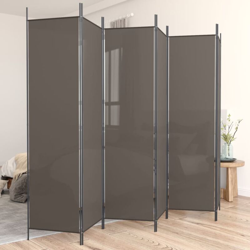 foto del prodotto paravento separe a 6 pannelli,separ divisorio pannelli antracite 300x220 cm tessuto bn52441