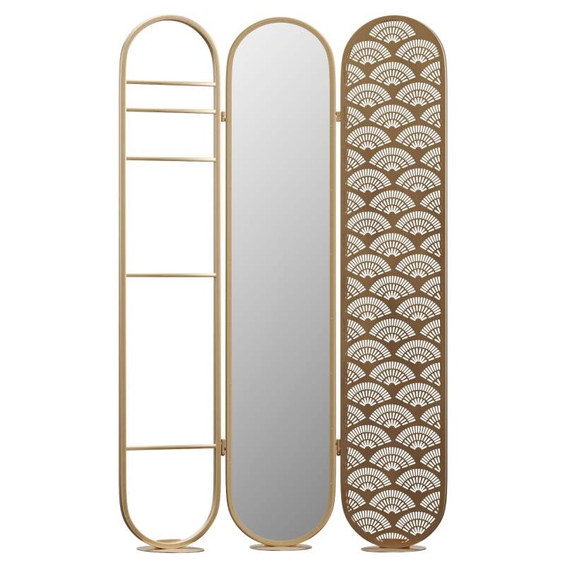 foto del prodotto paravento specchio 3 pannelli l. 117 x a. 175 cm in metallo dorato art d co mavica