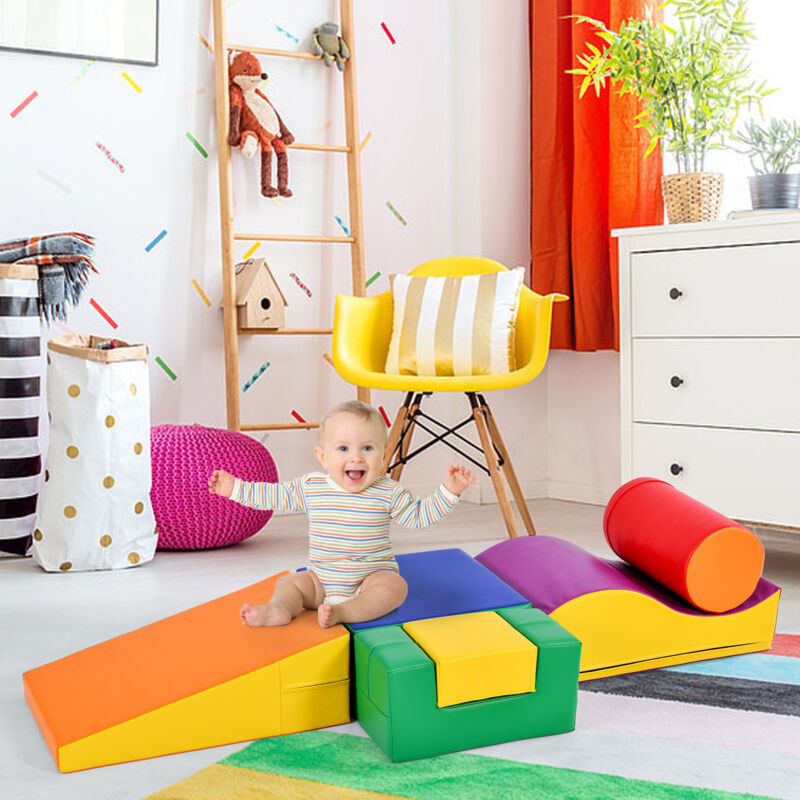 foto del prodotto parco giochi. 6 moduli di abilit motorie in pu, grandi blocchi da costruzione con software per bambini dai 9 mesi ai 3 anni. giallo
