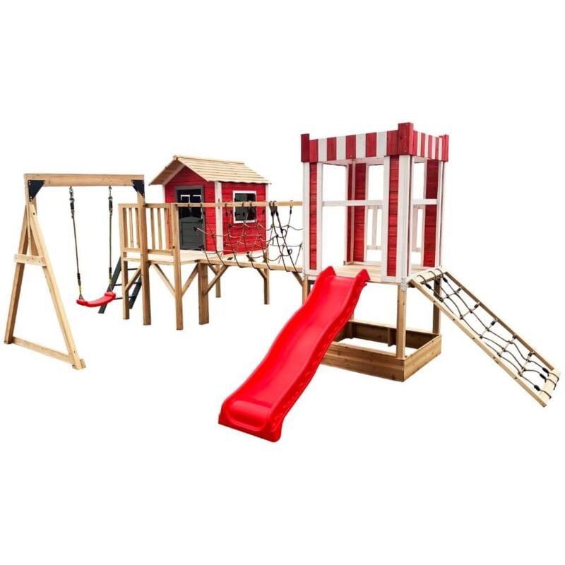 foto del prodotto parco giochi con altalena e scivolo wunderland 555 x 340 cm attrezzatura compresa altalena home deluxe