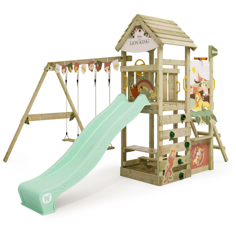 foto del prodotto parco giochi in legno disney adventure giochi da giardino con altalena e scivolo casetta da gioco per l arrampicata con sabbiera e scala di risalita
