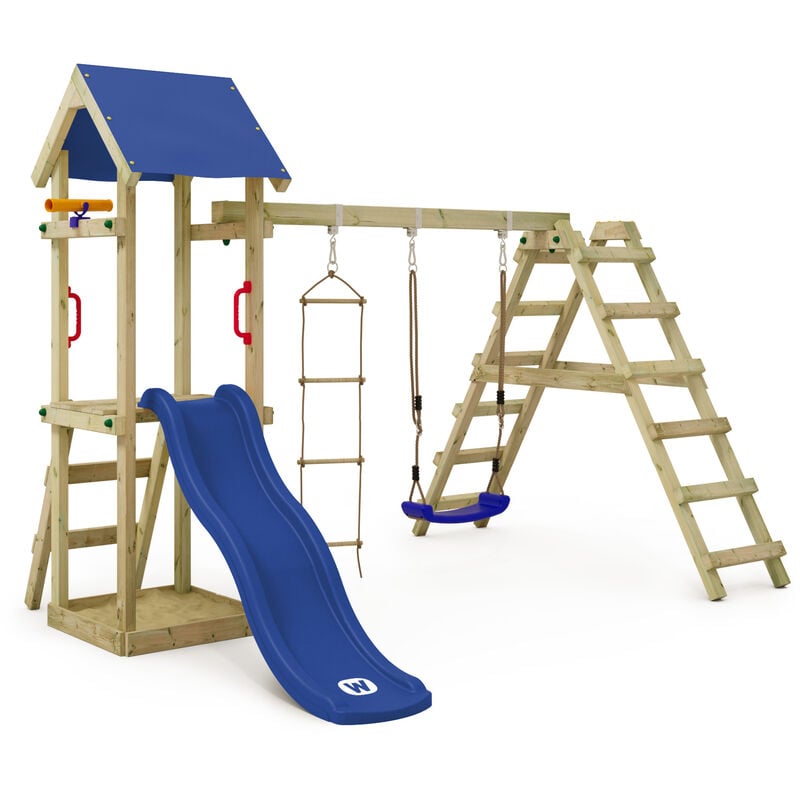 foto del prodotto parco giochi in legno tinyloft giochi da giardino con altalena e scivolo torre d'arrampicata da esterno con sabbiera e scala di risalita per bambini