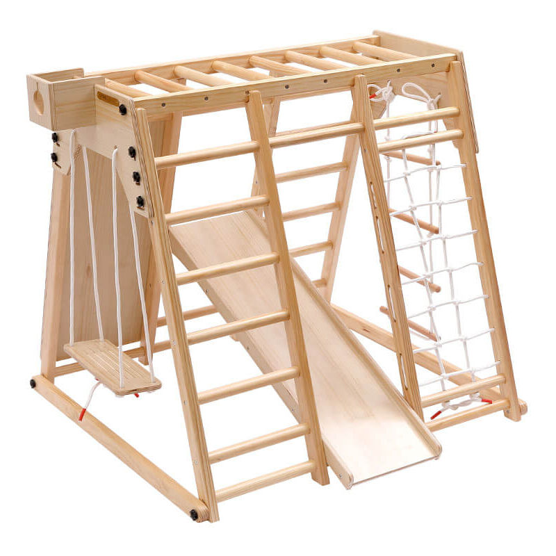 foto del prodotto parco giochi per interni lio comprensivo di scivolo, altalena e parete da arrampicata home deluxe