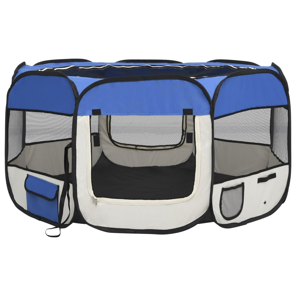 foto del prodotto parco per cani pieghevole con borsa per il trasporto 125 x 125 x 61 cm blu 02 0001725