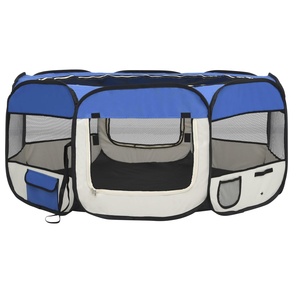 foto del prodotto parco per cani pieghevole con borsa per il trasporto 145 x 145 x 61 cm blu 02 0001726