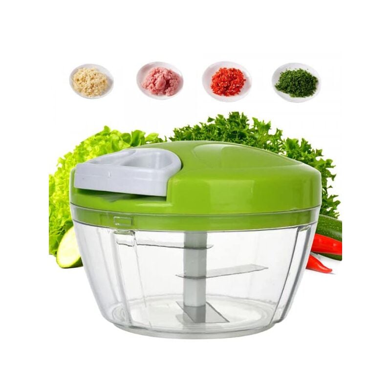 foto del prodotto parence. tritatutto manuale con manico, 3 lame in acciaio inossidabile cucina facile e veloce trituratore di verdure, cipolla aglio carne,