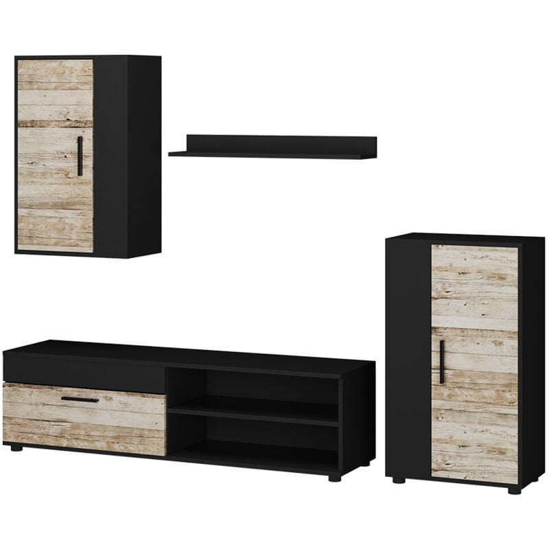 foto del prodotto parete attrezzata berno, antracite beige, set di 4 pezzi vicco