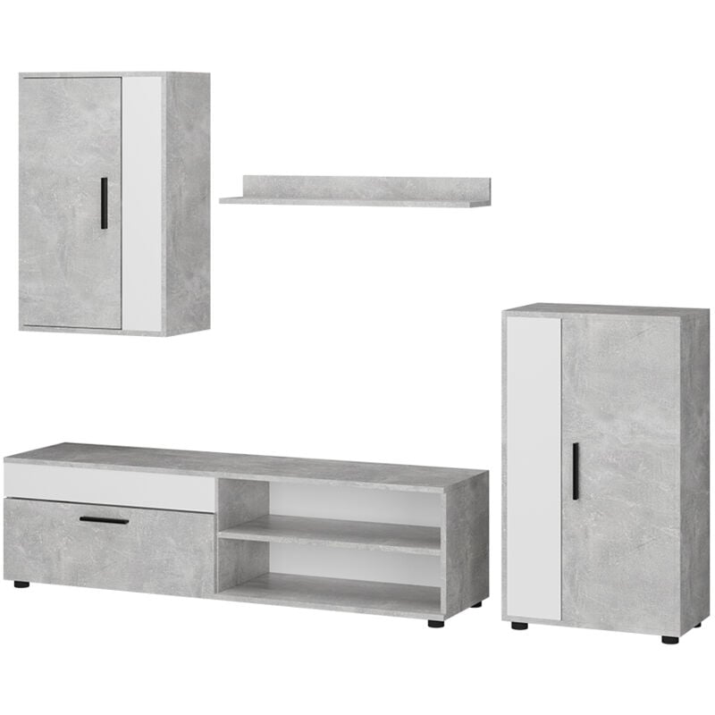 foto del prodotto parete attrezzata berno, cemento bianco, set, 4 parti, vicco