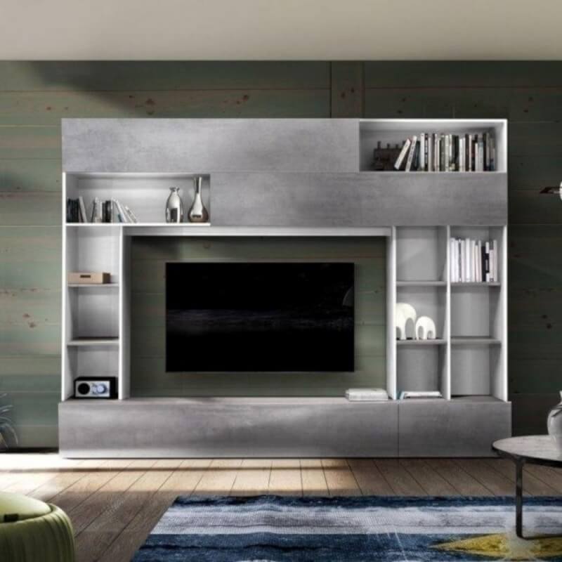 foto del prodotto parete attrezzata boran bianco beton
