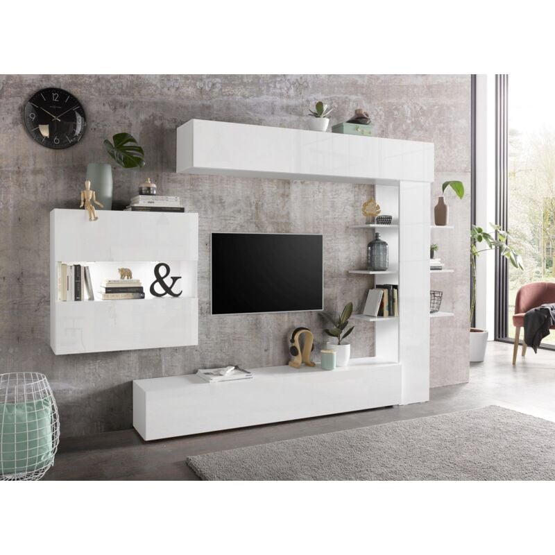 foto del prodotto parete attrezzata calvin linea practical in finitura bianco laccato lucido