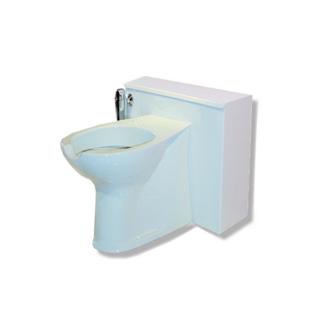 foto del prodotto parete attrezzata h60 cm con vaso a terra, miscelatore e doccetta