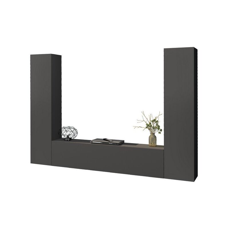 foto del prodotto parete attrezzata moderna per soggiorno 260x30x180cm echo colore antracite opaco