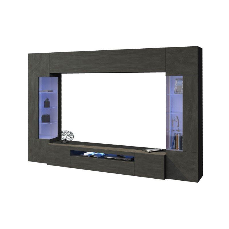 foto del prodotto parete attrezzata moderna per soggiorno 290x40x191,2cm quantum colore antracite opaco