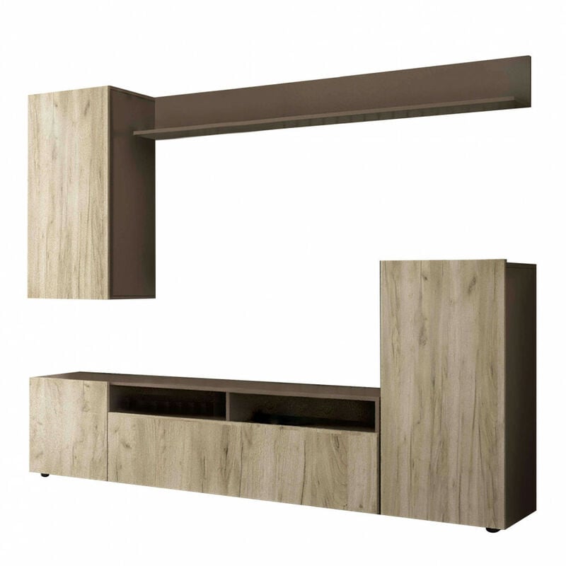 foto del prodotto parete attrezzata per soggiorno in truciolare cm 210x36,5x170 jere colore marrone